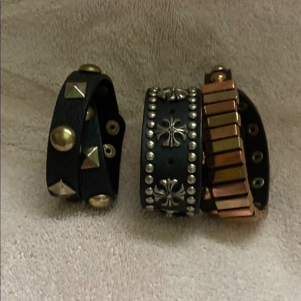 Black Studded Bracelets Set